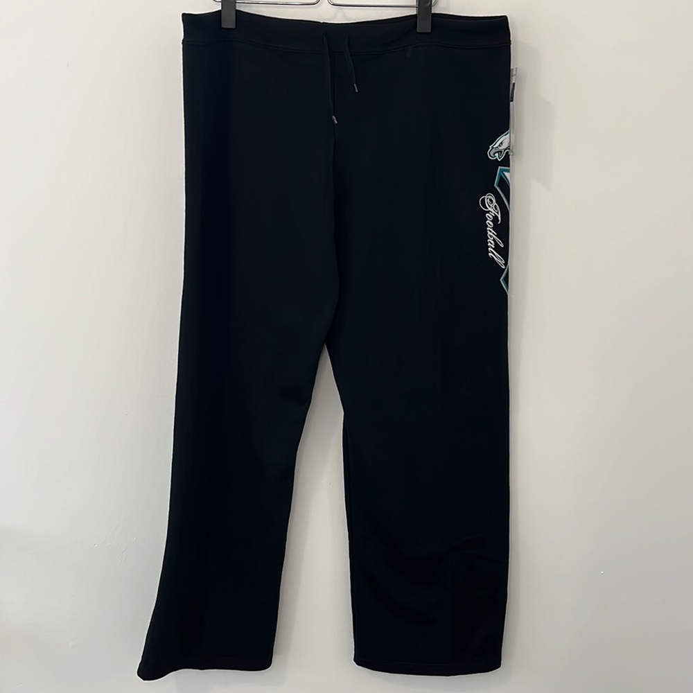 Womens Wide Leg NFL Philadelphia Eagles Sweatpants Black Large